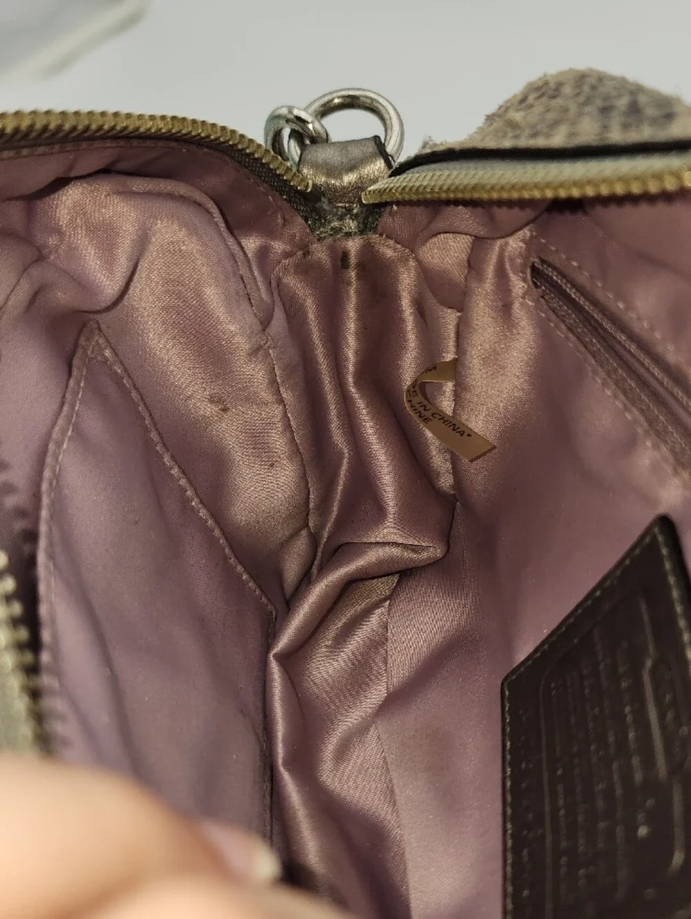 Coach Grey Snake-Print Crossbody Bag with Turn-Lock Closure